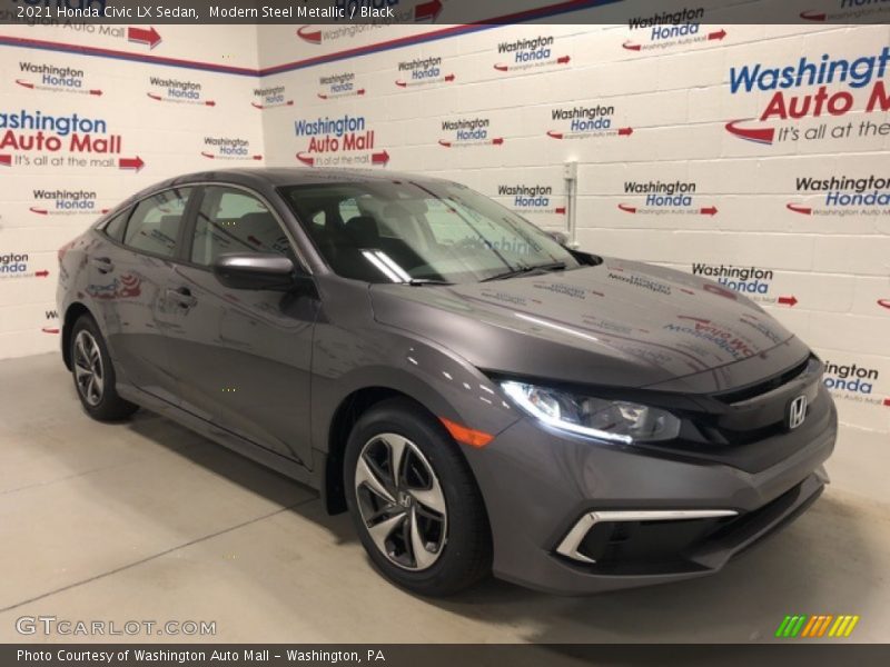 Modern Steel Metallic / Black 2021 Honda Civic LX Sedan