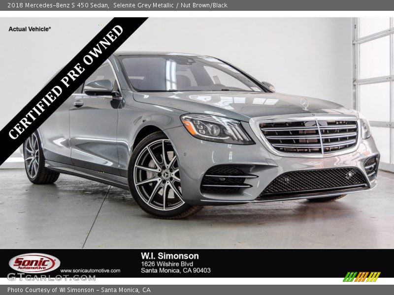 Selenite Grey Metallic / Nut Brown/Black 2018 Mercedes-Benz S 450 Sedan