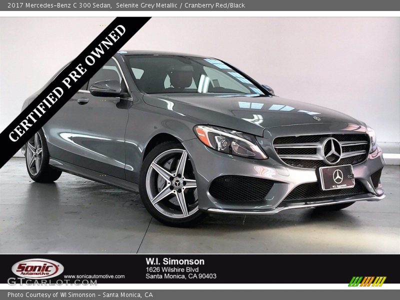 Selenite Grey Metallic / Cranberry Red/Black 2017 Mercedes-Benz C 300 Sedan