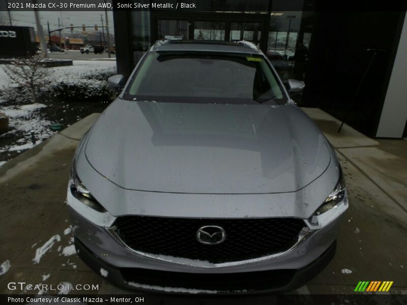 Sonic Silver Metallic / Black 2021 Mazda CX-30 Premium AWD