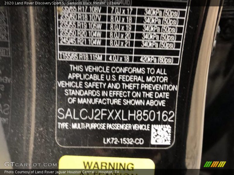 Santorini Black Metallic / Ebony 2020 Land Rover Discovery Sport S