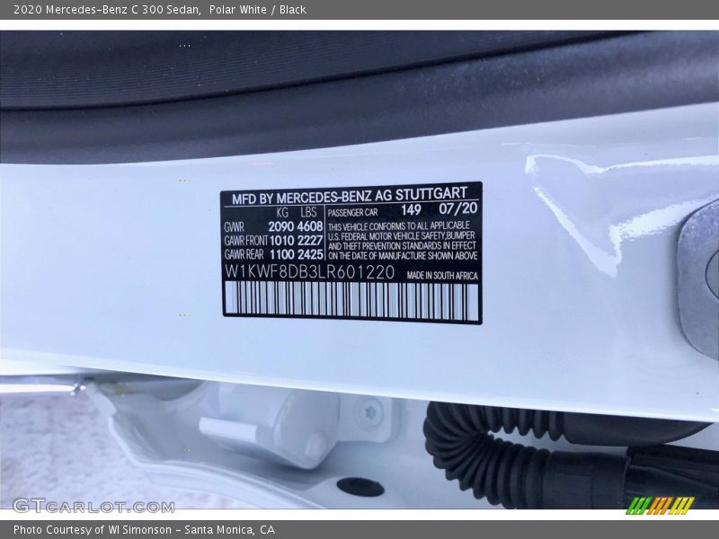 Polar White / Black 2020 Mercedes-Benz C 300 Sedan