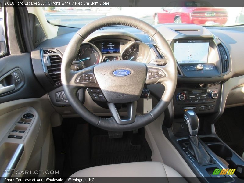 Oxford White / Medium Light Stone 2018 Ford Escape SEL
