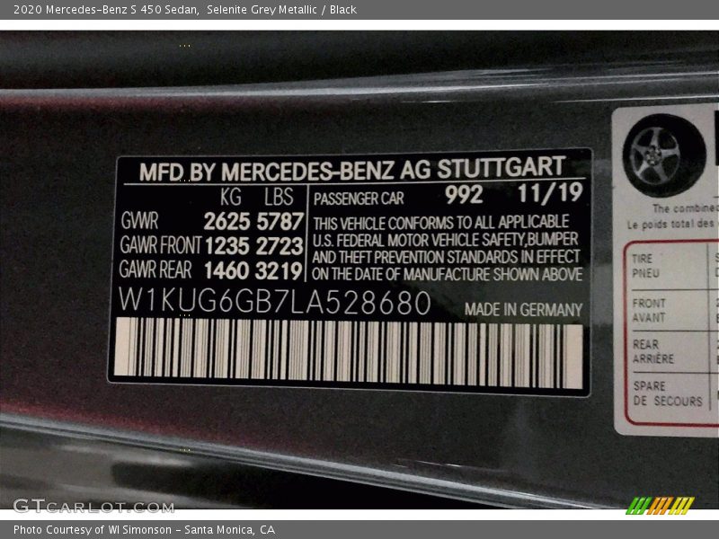 Selenite Grey Metallic / Black 2020 Mercedes-Benz S 450 Sedan
