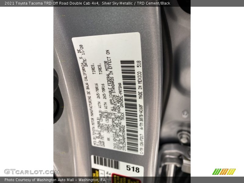 Silver Sky Metallic / TRD Cement/Black 2021 Toyota Tacoma TRD Off Road Double Cab 4x4