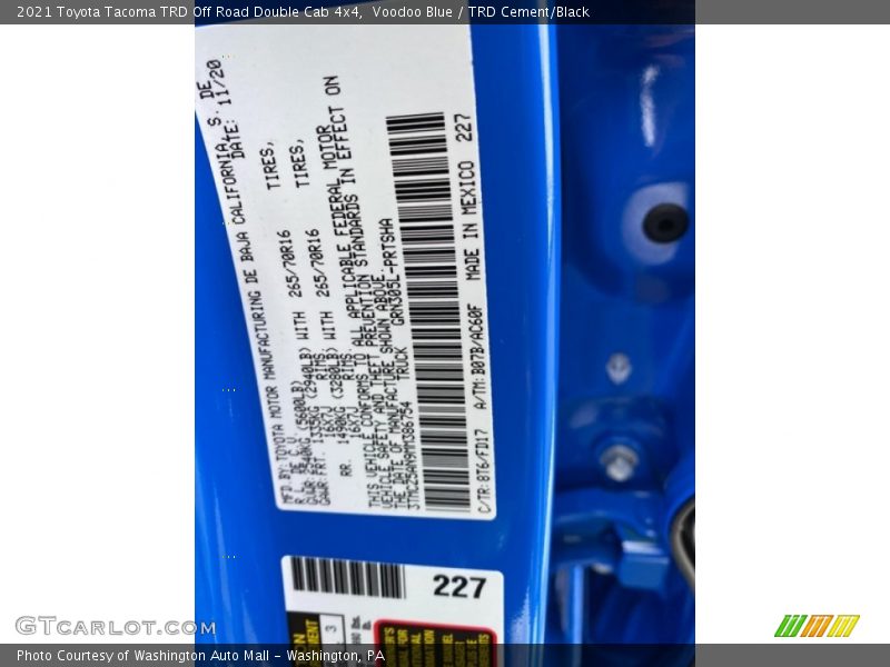Voodoo Blue / TRD Cement/Black 2021 Toyota Tacoma TRD Off Road Double Cab 4x4