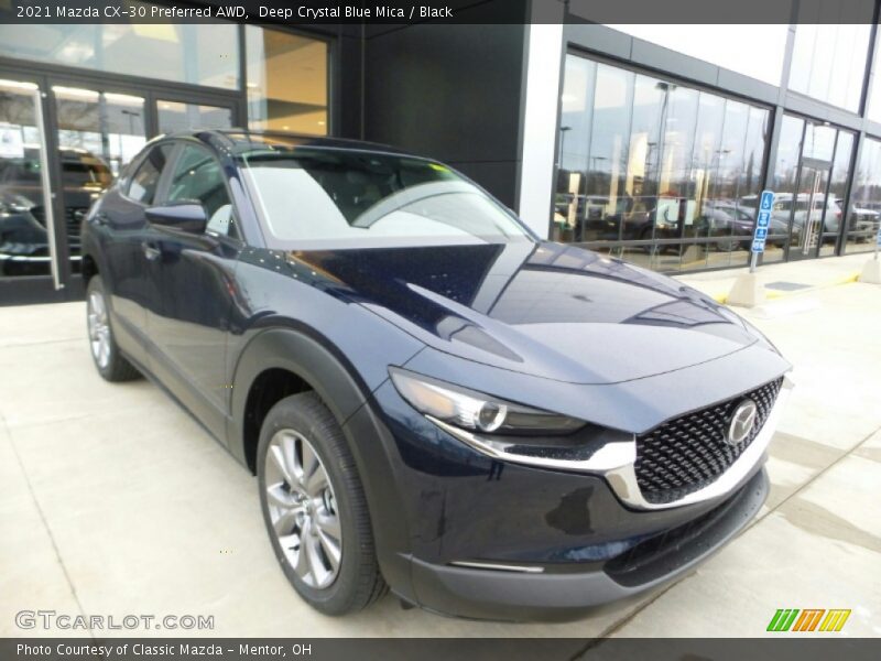 Deep Crystal Blue Mica / Black 2021 Mazda CX-30 Preferred AWD