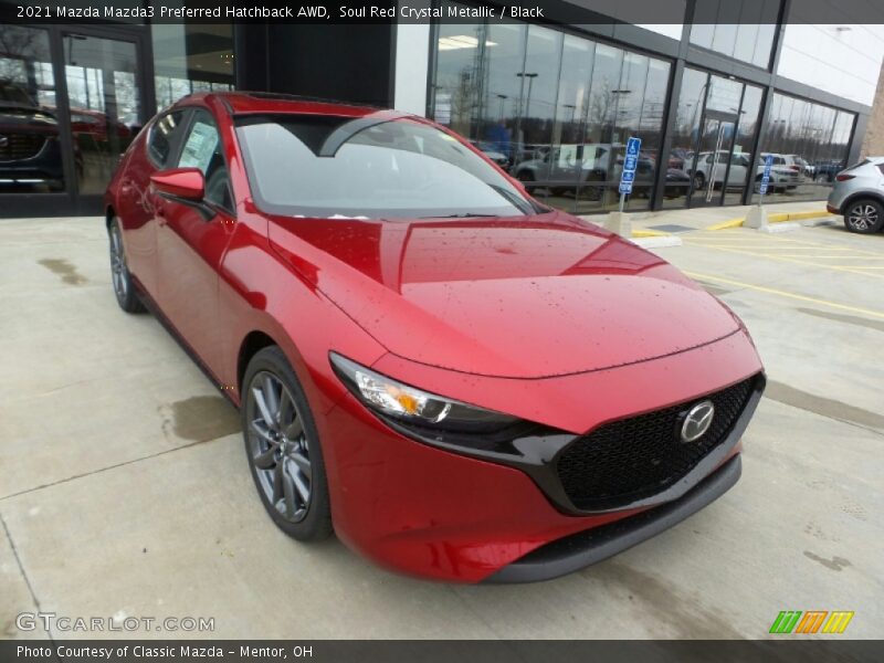 Soul Red Crystal Metallic / Black 2021 Mazda Mazda3 Preferred Hatchback AWD