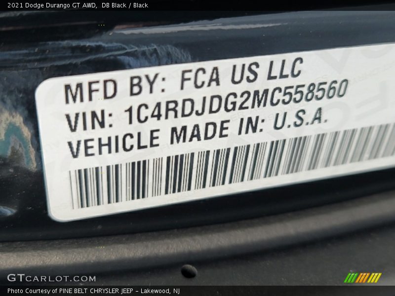DB Black / Black 2021 Dodge Durango GT AWD