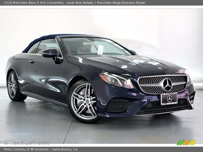 Lunar Blue Metallic / Macchiato Beige/Espresso Brown 2018 Mercedes-Benz E 400 Convertible