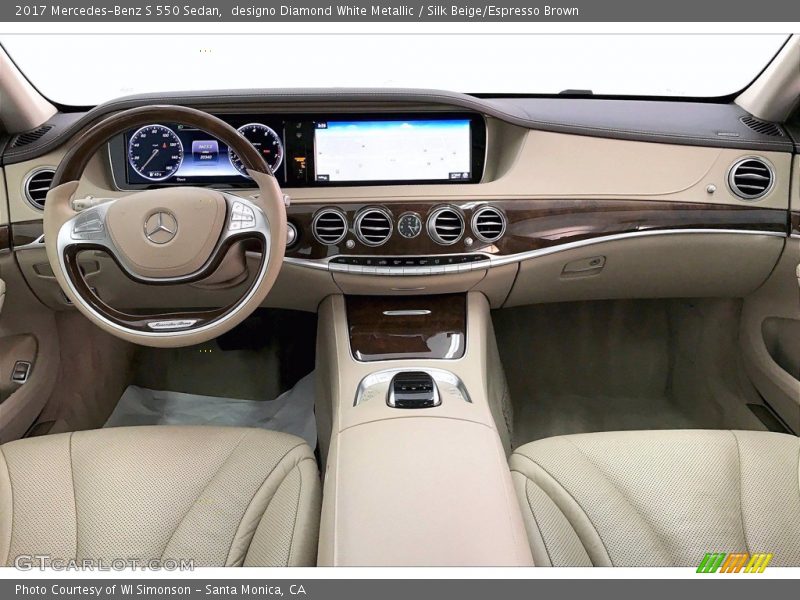 designo Diamond White Metallic / Silk Beige/Espresso Brown 2017 Mercedes-Benz S 550 Sedan