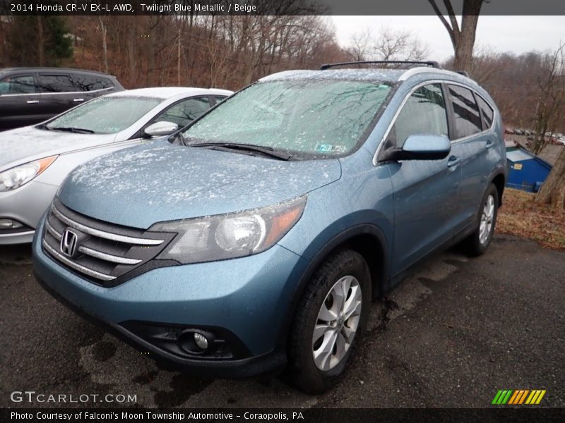 Twilight Blue Metallic / Beige 2014 Honda CR-V EX-L AWD