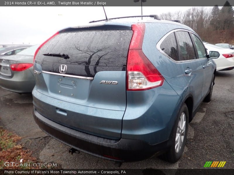Twilight Blue Metallic / Beige 2014 Honda CR-V EX-L AWD