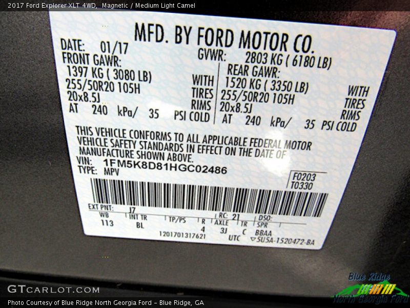 Magnetic / Medium Light Camel 2017 Ford Explorer XLT 4WD