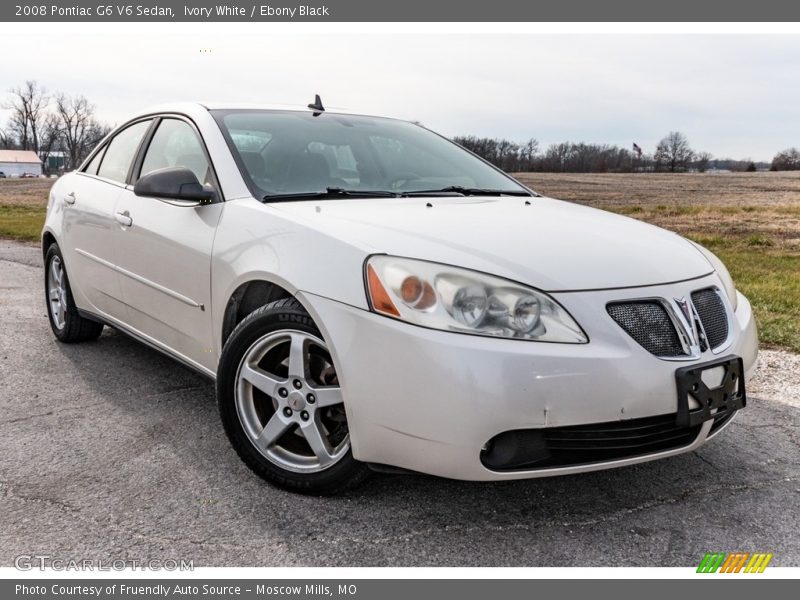 Ivory White / Ebony Black 2008 Pontiac G6 V6 Sedan