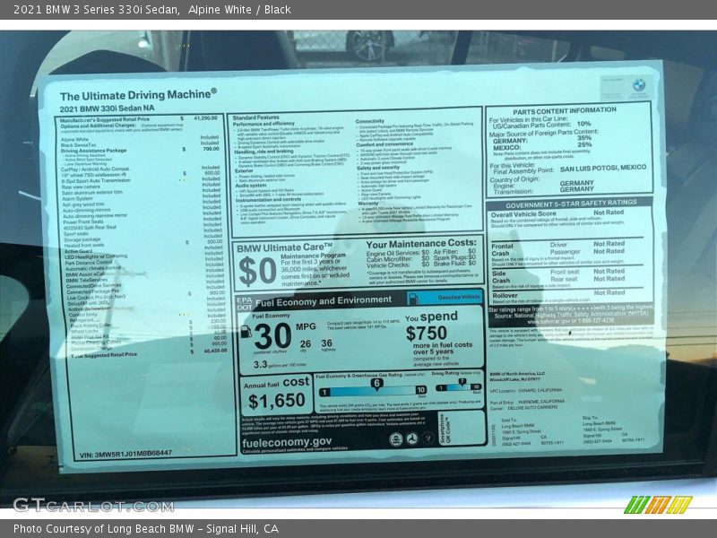 Alpine White / Black 2021 BMW 3 Series 330i Sedan