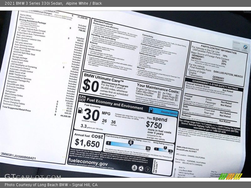 Alpine White / Black 2021 BMW 3 Series 330i Sedan