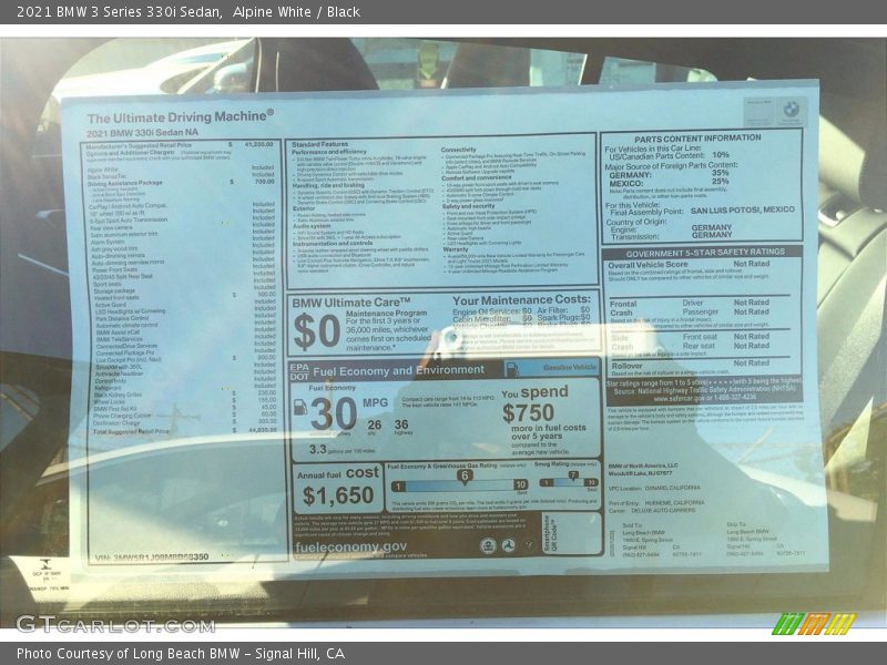 Alpine White / Black 2021 BMW 3 Series 330i Sedan