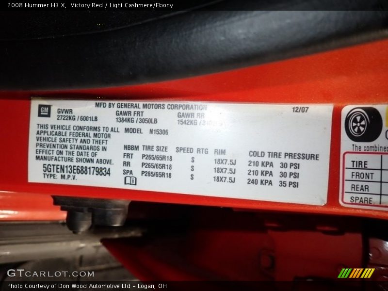 Victory Red / Light Cashmere/Ebony 2008 Hummer H3 X