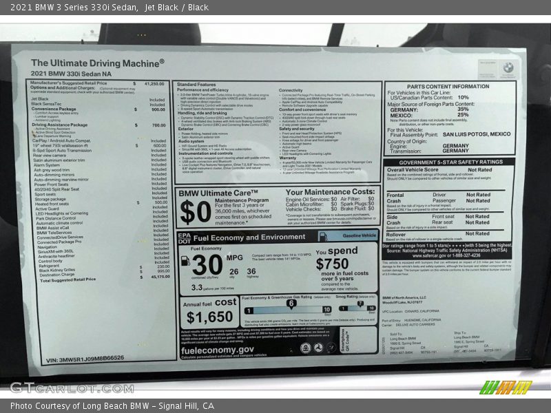 Jet Black / Black 2021 BMW 3 Series 330i Sedan