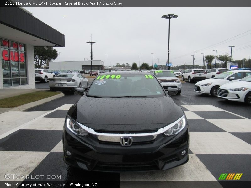 Crystal Black Pearl / Black/Gray 2018 Honda Civic EX-T Coupe