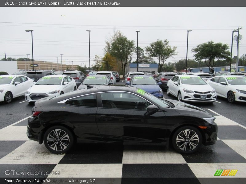 Crystal Black Pearl / Black/Gray 2018 Honda Civic EX-T Coupe
