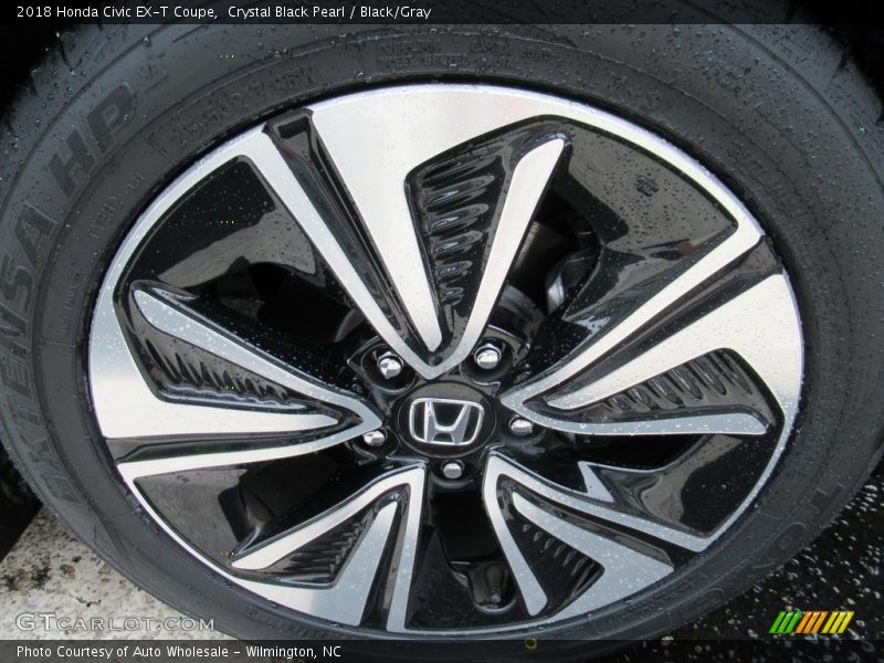 Crystal Black Pearl / Black/Gray 2018 Honda Civic EX-T Coupe