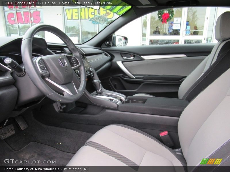 Crystal Black Pearl / Black/Gray 2018 Honda Civic EX-T Coupe