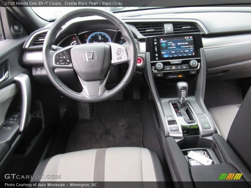 Crystal Black Pearl / Black/Gray 2018 Honda Civic EX-T Coupe