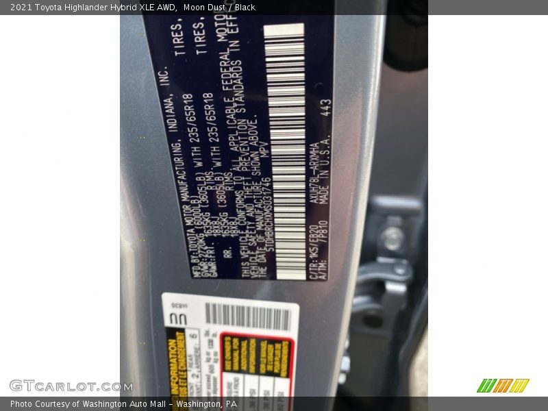 Moon Dust / Black 2021 Toyota Highlander Hybrid XLE AWD