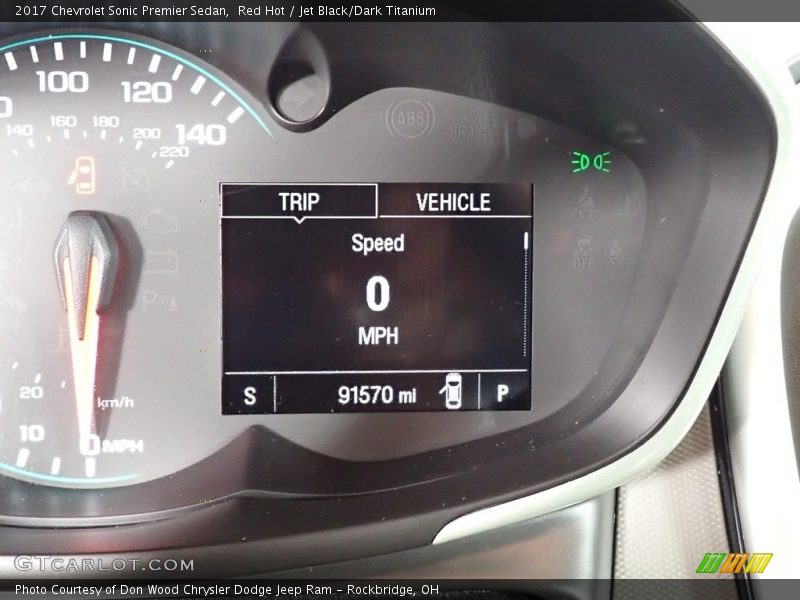 Red Hot / Jet Black/Dark Titanium 2017 Chevrolet Sonic Premier Sedan