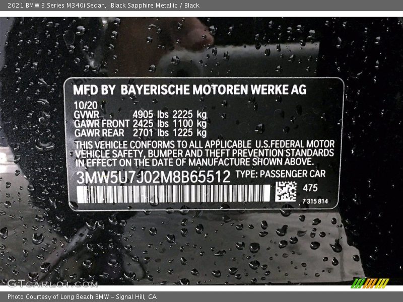 Black Sapphire Metallic / Black 2021 BMW 3 Series M340i Sedan