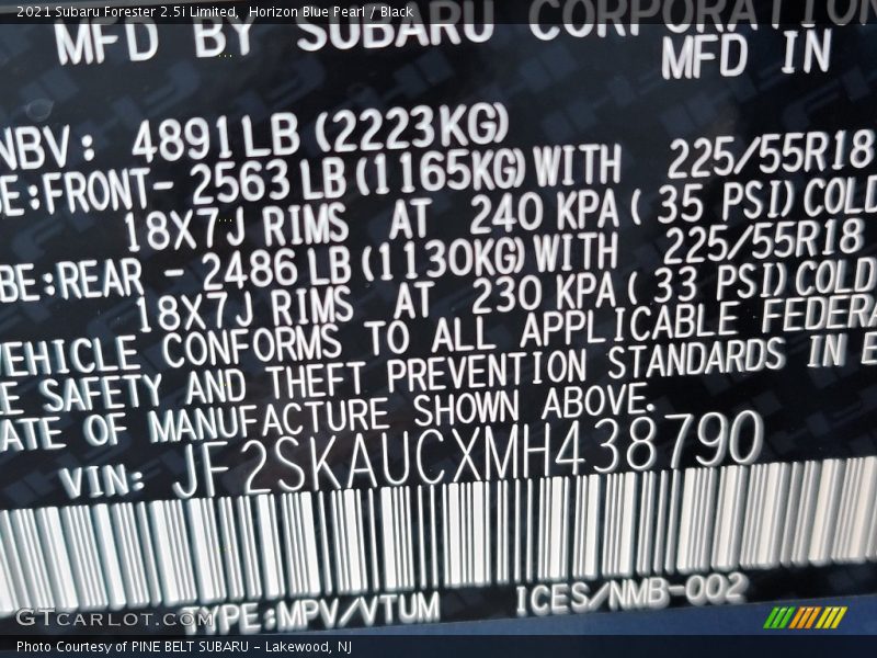Horizon Blue Pearl / Black 2021 Subaru Forester 2.5i Limited