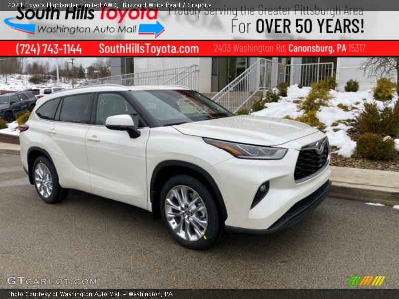 Blizzard White Pearl / Graphite 2021 Toyota Highlander Limited AWD