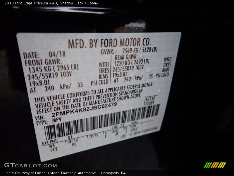 Shadow Black / Ebony 2018 Ford Edge Titanium AWD