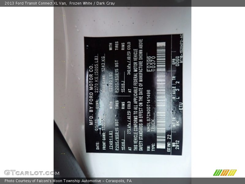 Frozen White / Dark Gray 2013 Ford Transit Connect XL Van