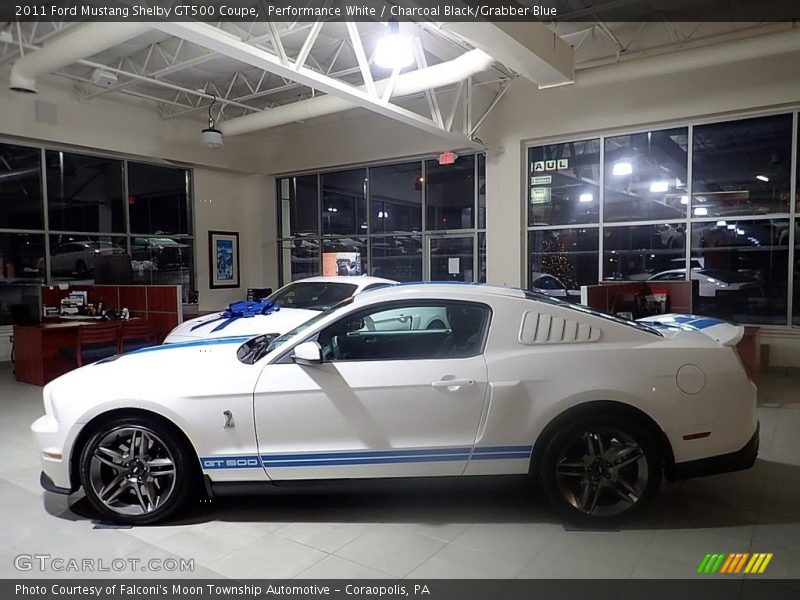 Performance White / Charcoal Black/Grabber Blue 2011 Ford Mustang Shelby GT500 Coupe