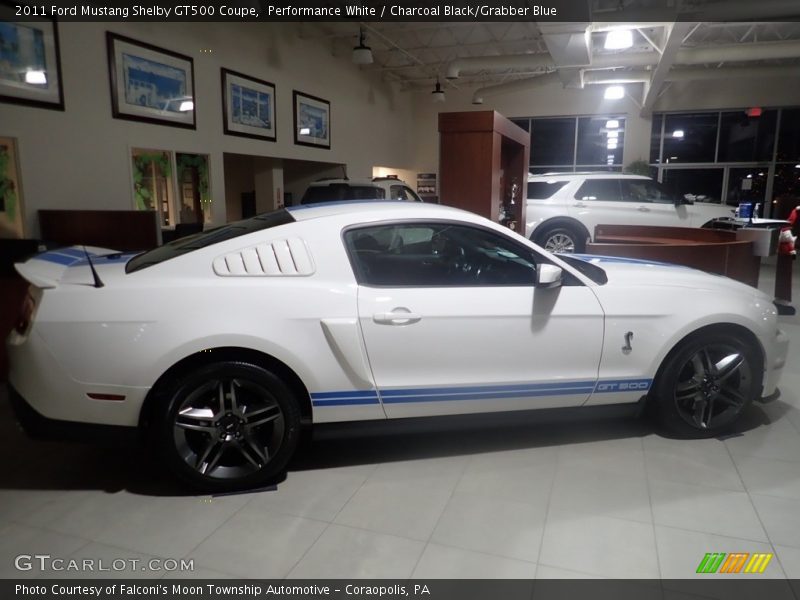 Performance White / Charcoal Black/Grabber Blue 2011 Ford Mustang Shelby GT500 Coupe