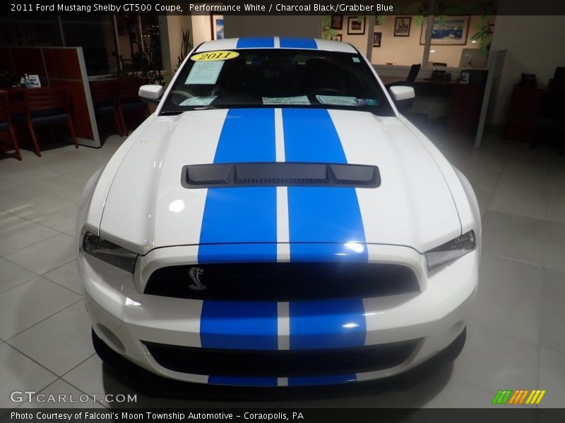 Performance White / Charcoal Black/Grabber Blue 2011 Ford Mustang Shelby GT500 Coupe
