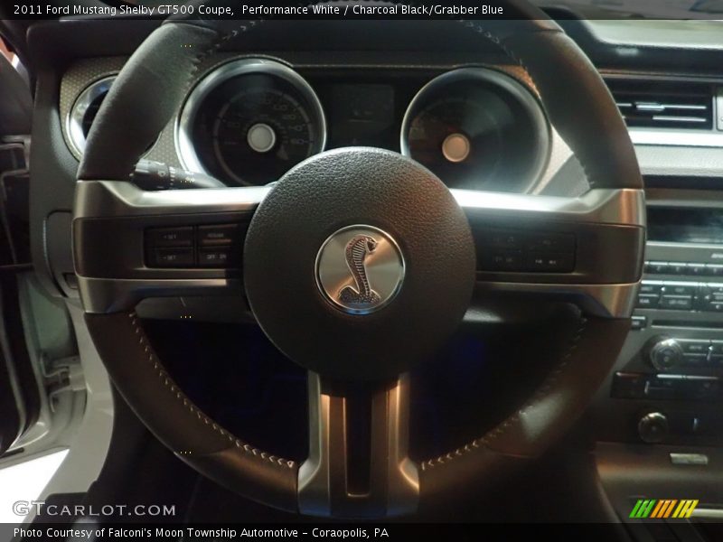 Performance White / Charcoal Black/Grabber Blue 2011 Ford Mustang Shelby GT500 Coupe