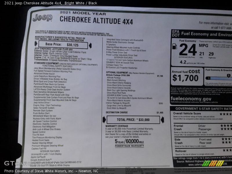Bright White / Black 2021 Jeep Cherokee Altitude 4x4