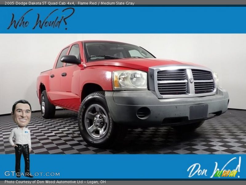 Flame Red / Medium Slate Gray 2005 Dodge Dakota ST Quad Cab 4x4