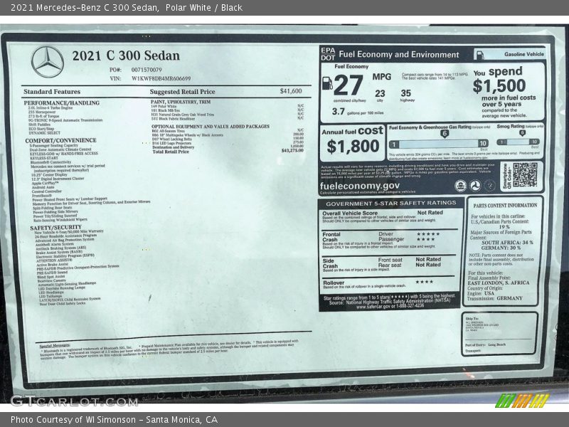 Polar White / Black 2021 Mercedes-Benz C 300 Sedan