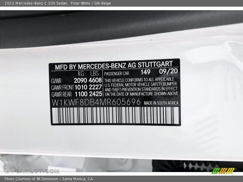 Polar White / Silk Beige 2021 Mercedes-Benz C 300 Sedan