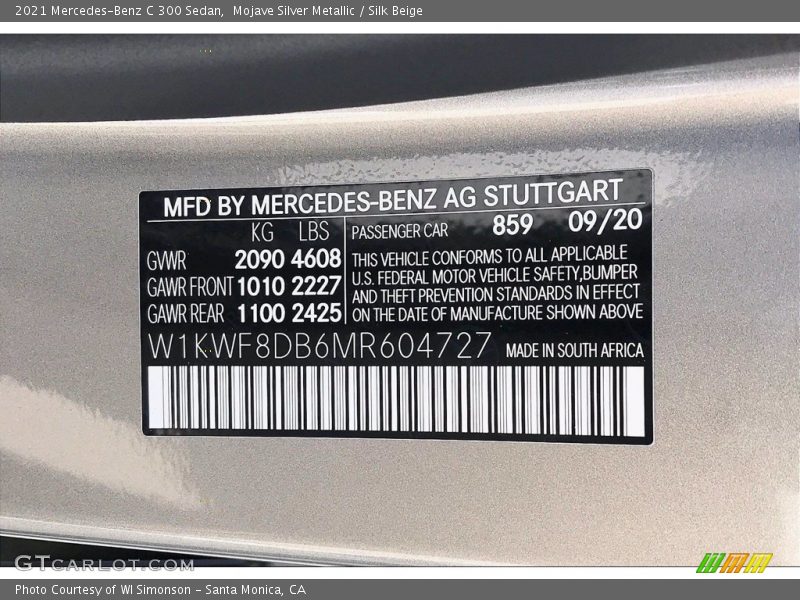 Mojave Silver Metallic / Silk Beige 2021 Mercedes-Benz C 300 Sedan
