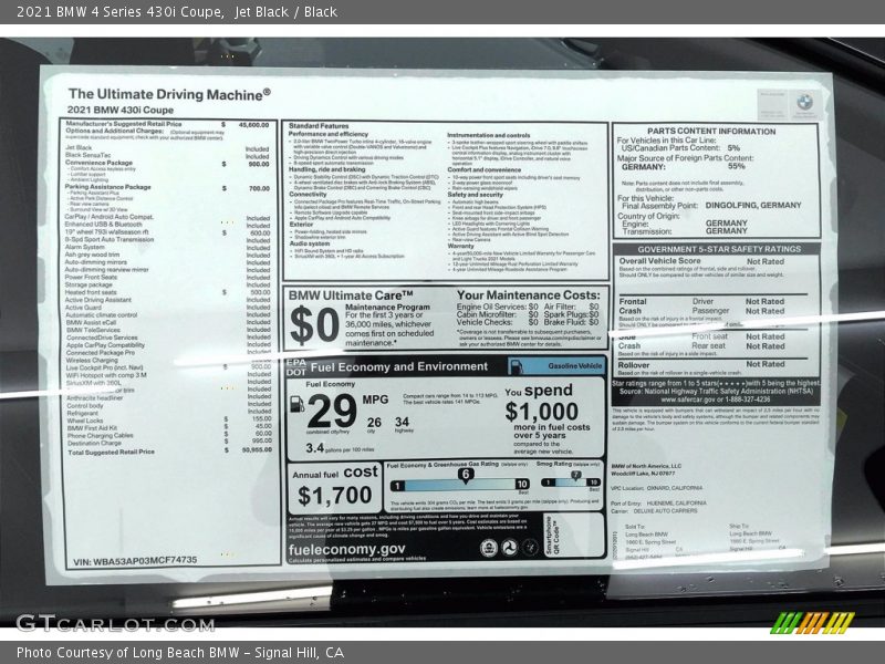 Jet Black / Black 2021 BMW 4 Series 430i Coupe