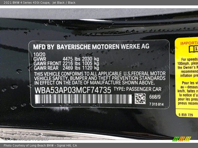 Jet Black / Black 2021 BMW 4 Series 430i Coupe