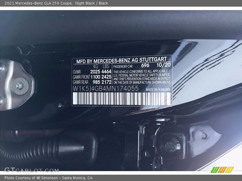 Night Black / Black 2021 Mercedes-Benz CLA 250 Coupe
