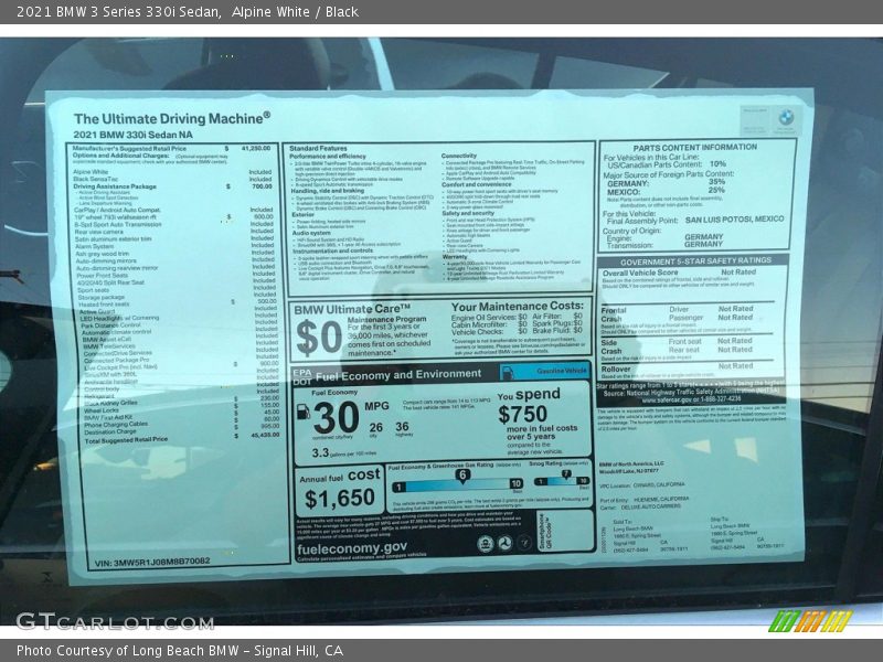 Alpine White / Black 2021 BMW 3 Series 330i Sedan