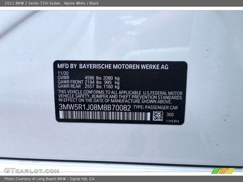 Alpine White / Black 2021 BMW 3 Series 330i Sedan